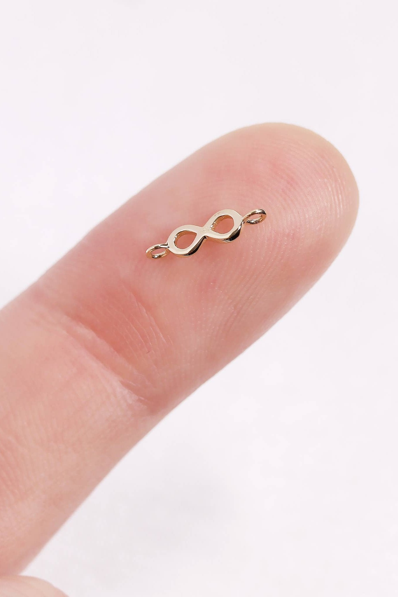 14K Gold Infinity Charm Connector for Permanent Jewelry
