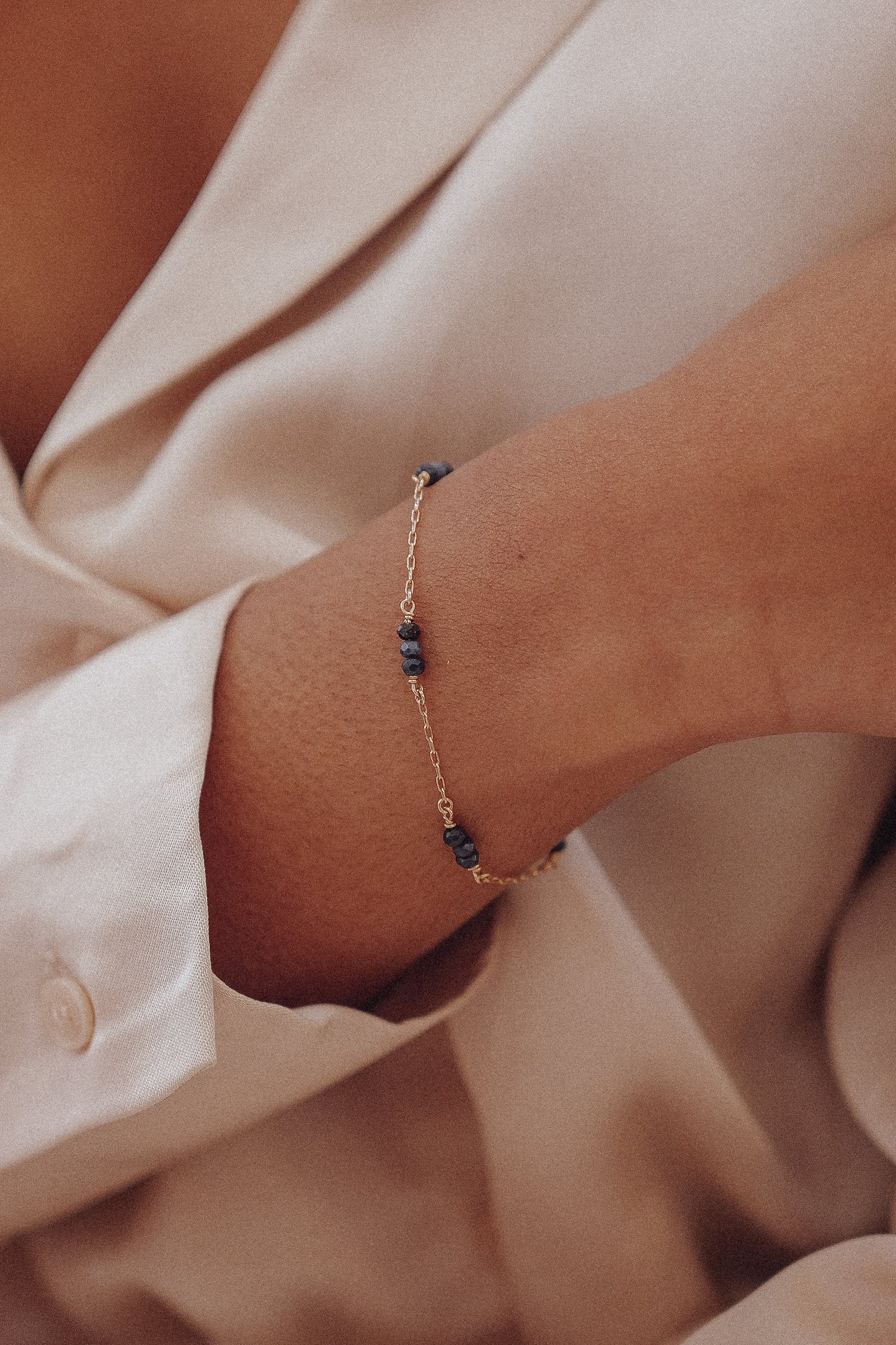 Sapphire Beaded Halo Chain Bracelet