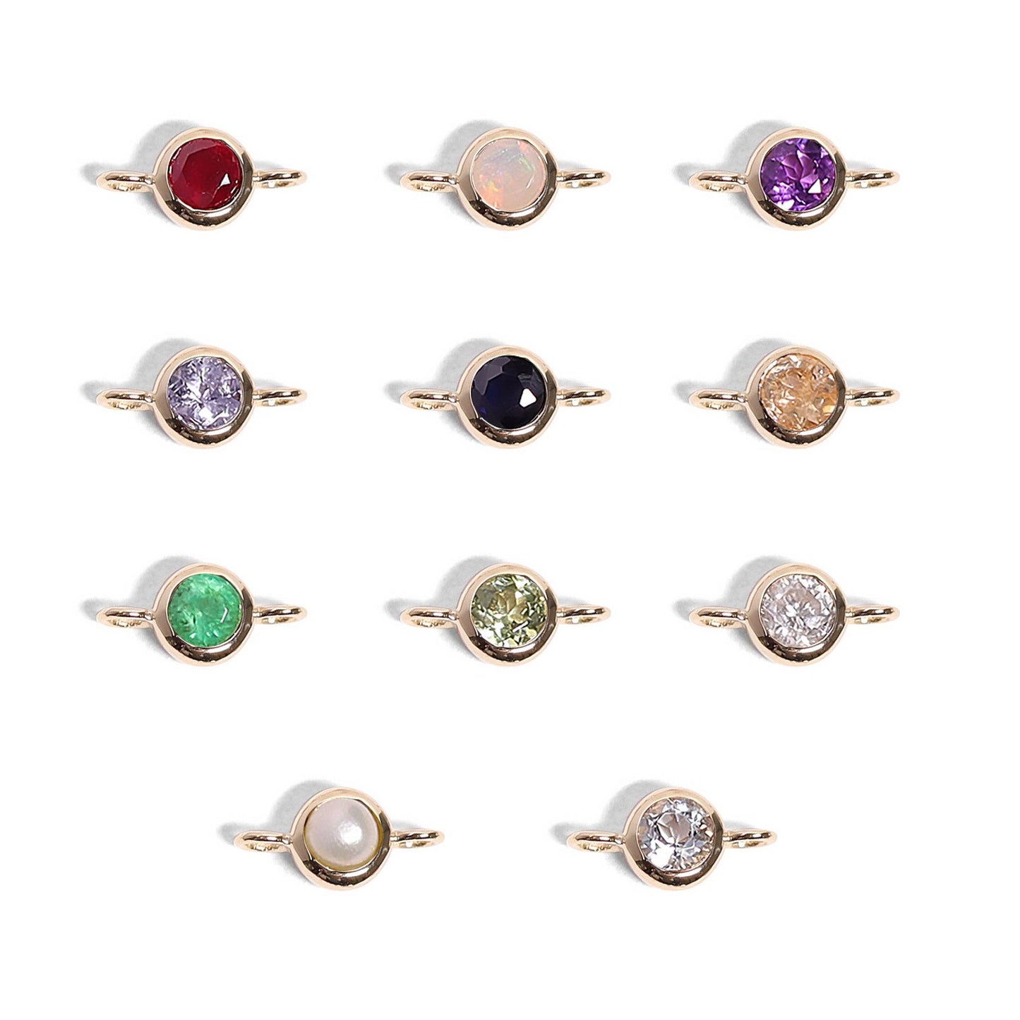14K Solid Gold Birthstone Connector Charms for Permanent Jewelry: December / Tanzanite