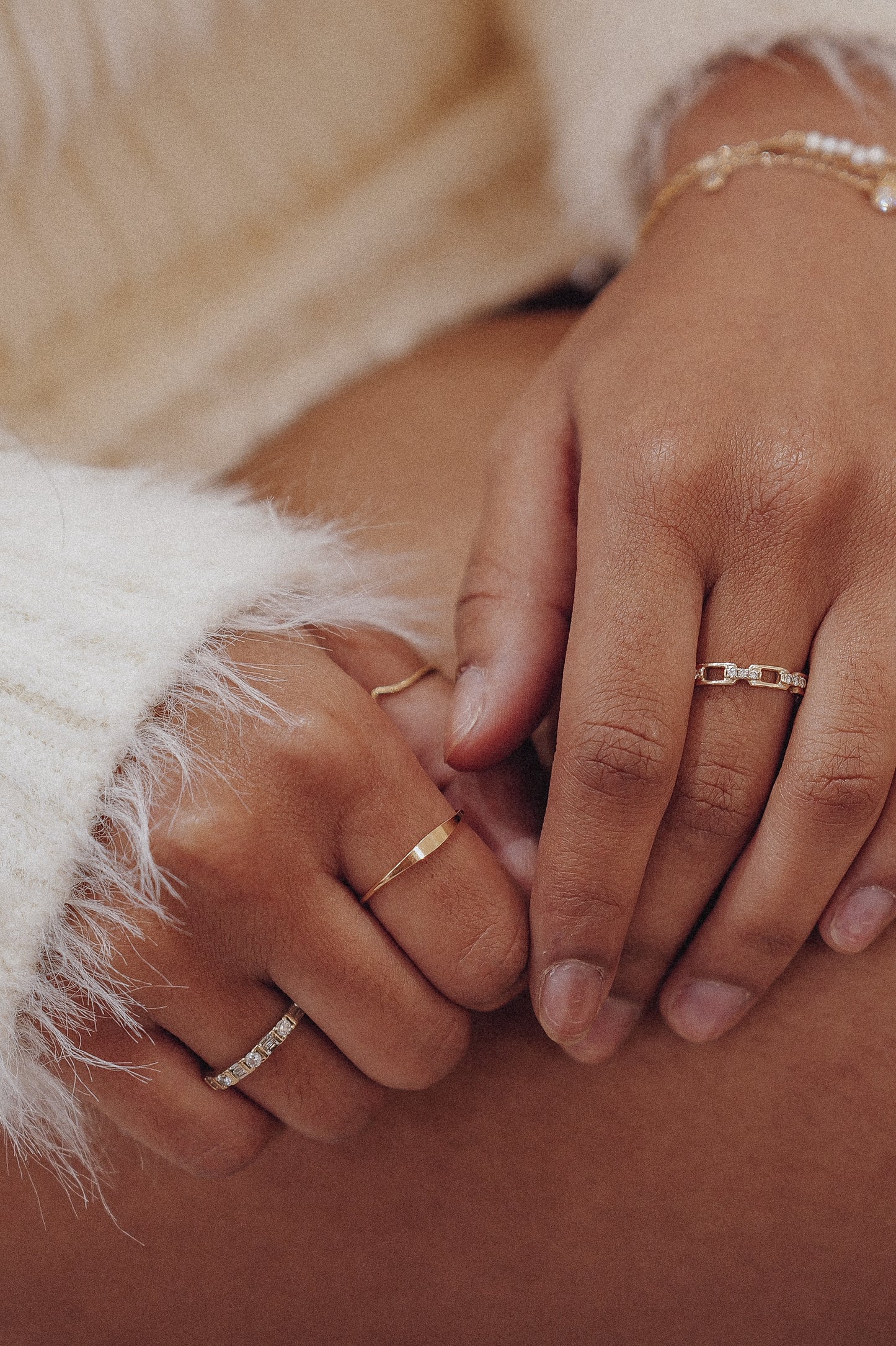 Diamond Chain Link Ring - 14K Yellow Gold
