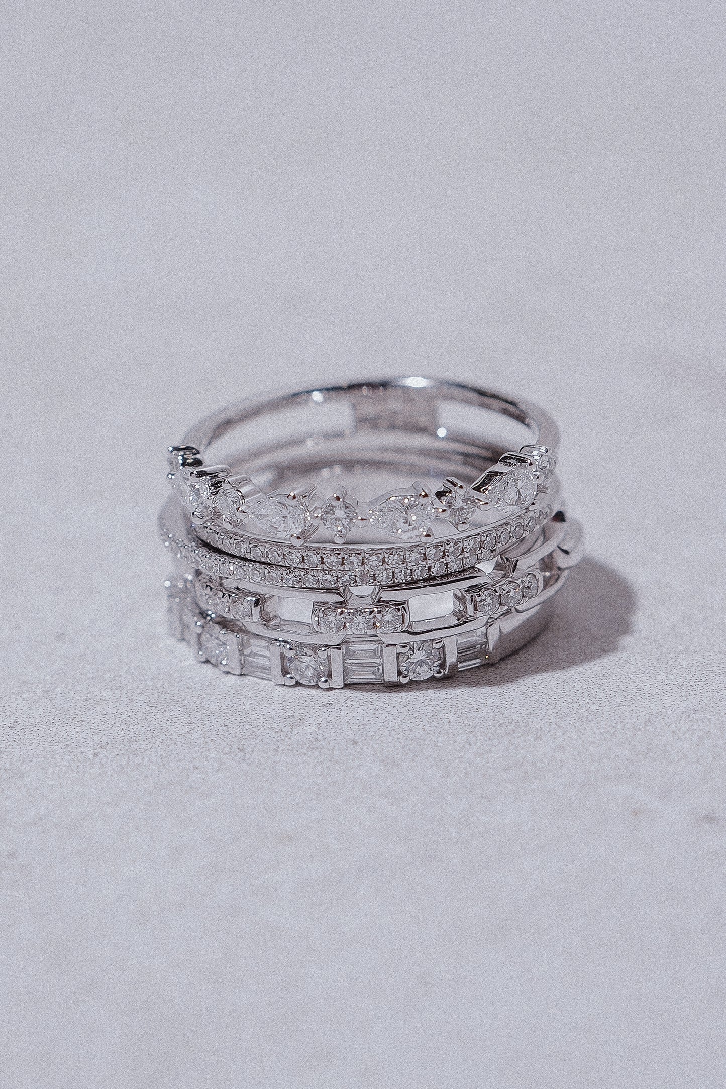 Diamond Bezel Ring - 14K White Gold