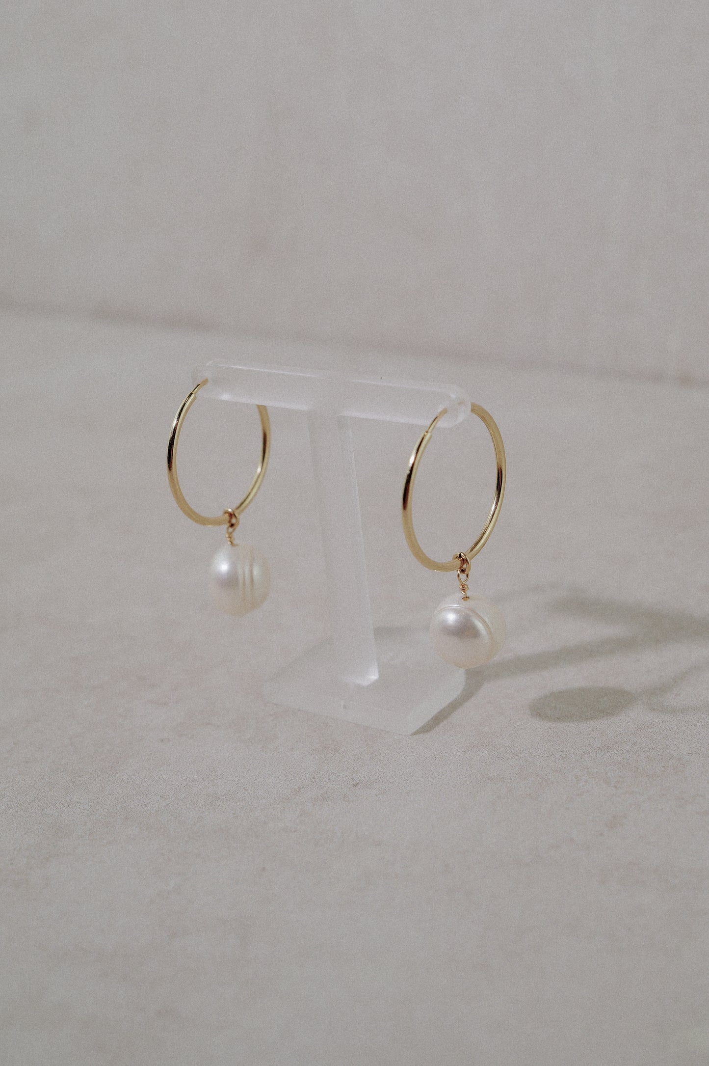 Slimline Hoop Earring with Single Pearl