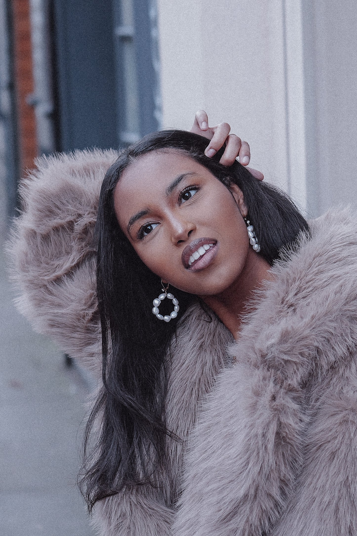 Crystal Hook Pearl Hoop Earrings