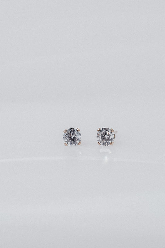 Sierra IV 4mm Crystal Gold Stud Earrings