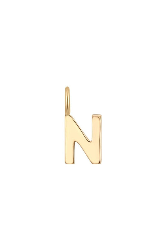 Permanent Jewelry 14K Solid Gold Initial Charms: N