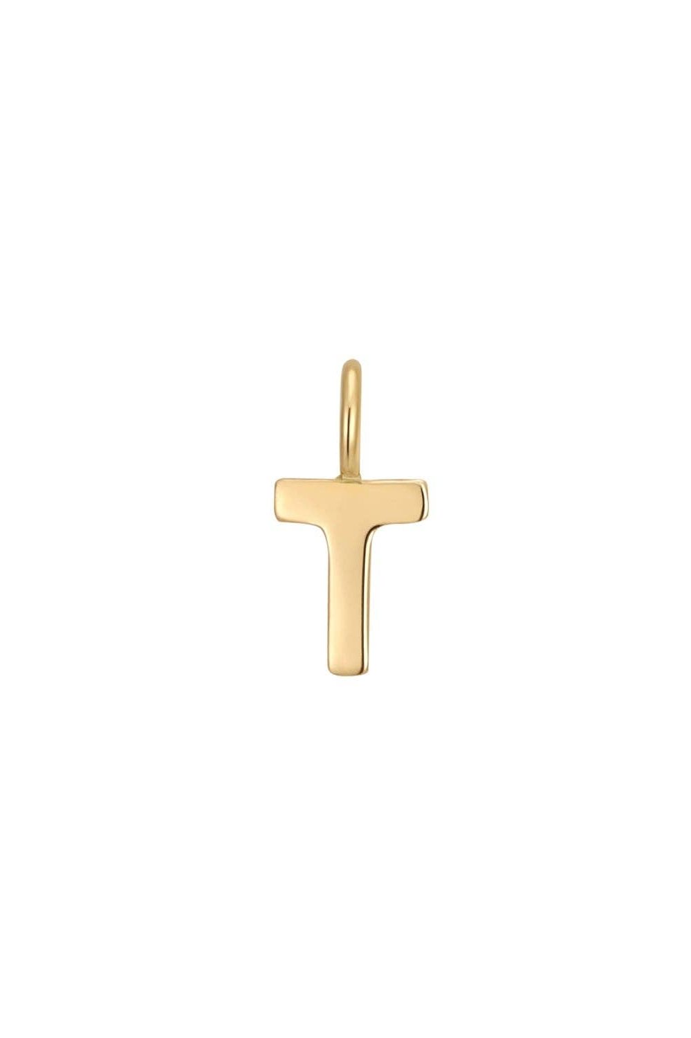 Permanent Jewelry 14K Solid Gold Initial Charms: T