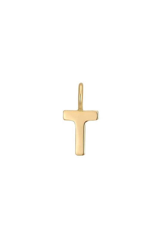 Permanent Jewelry 14K Solid Gold Initial Charms: T