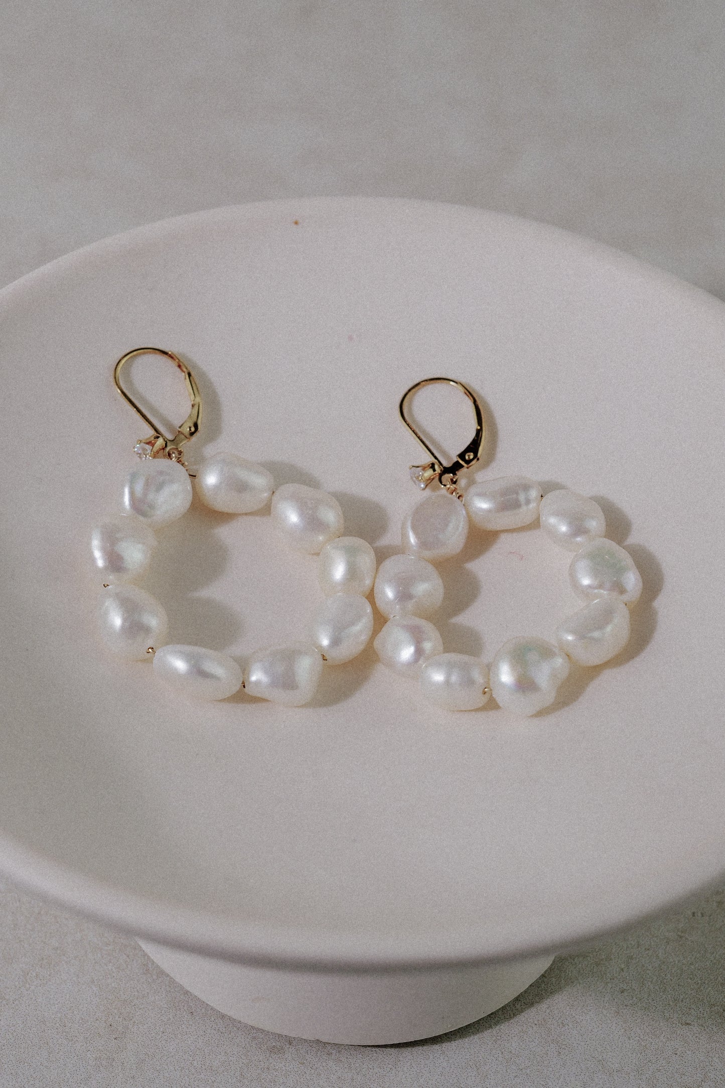 Crystal Hook Pearl Hoop Earrings