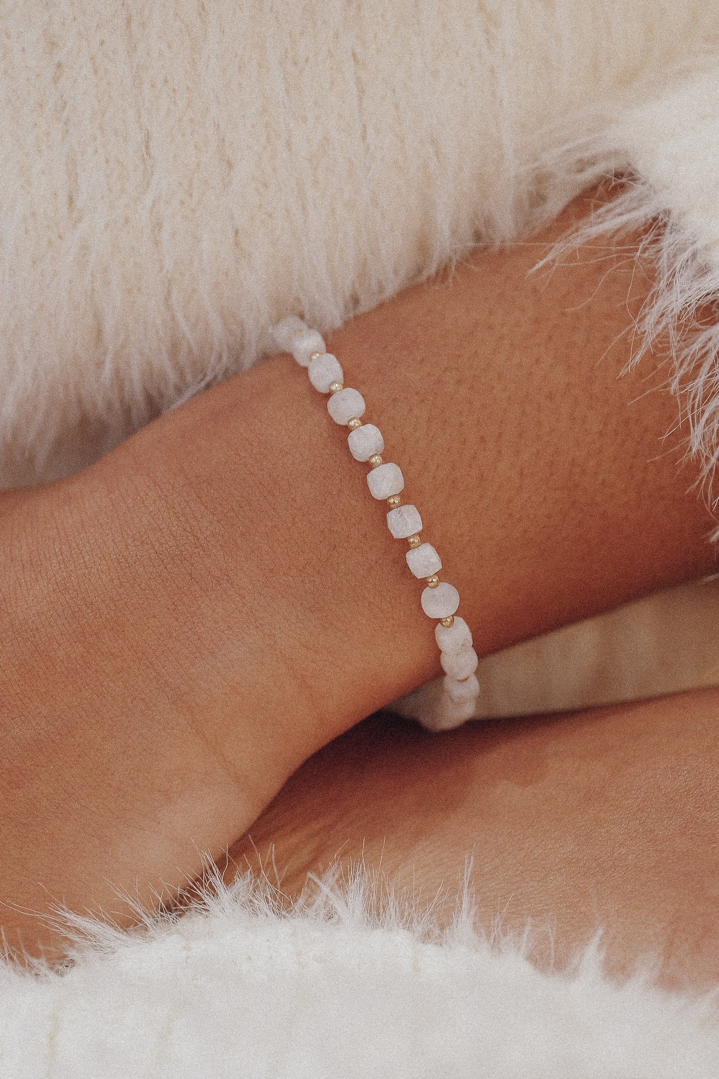 Moonstone Bracelet with Gold-Filled Accents