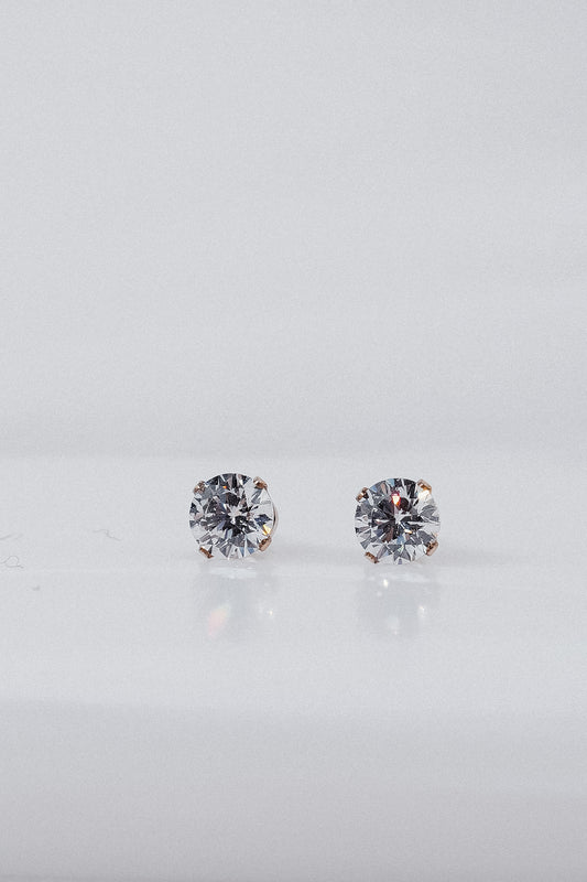 Sierra VI 6mm Crystal Gold Stud Earrings