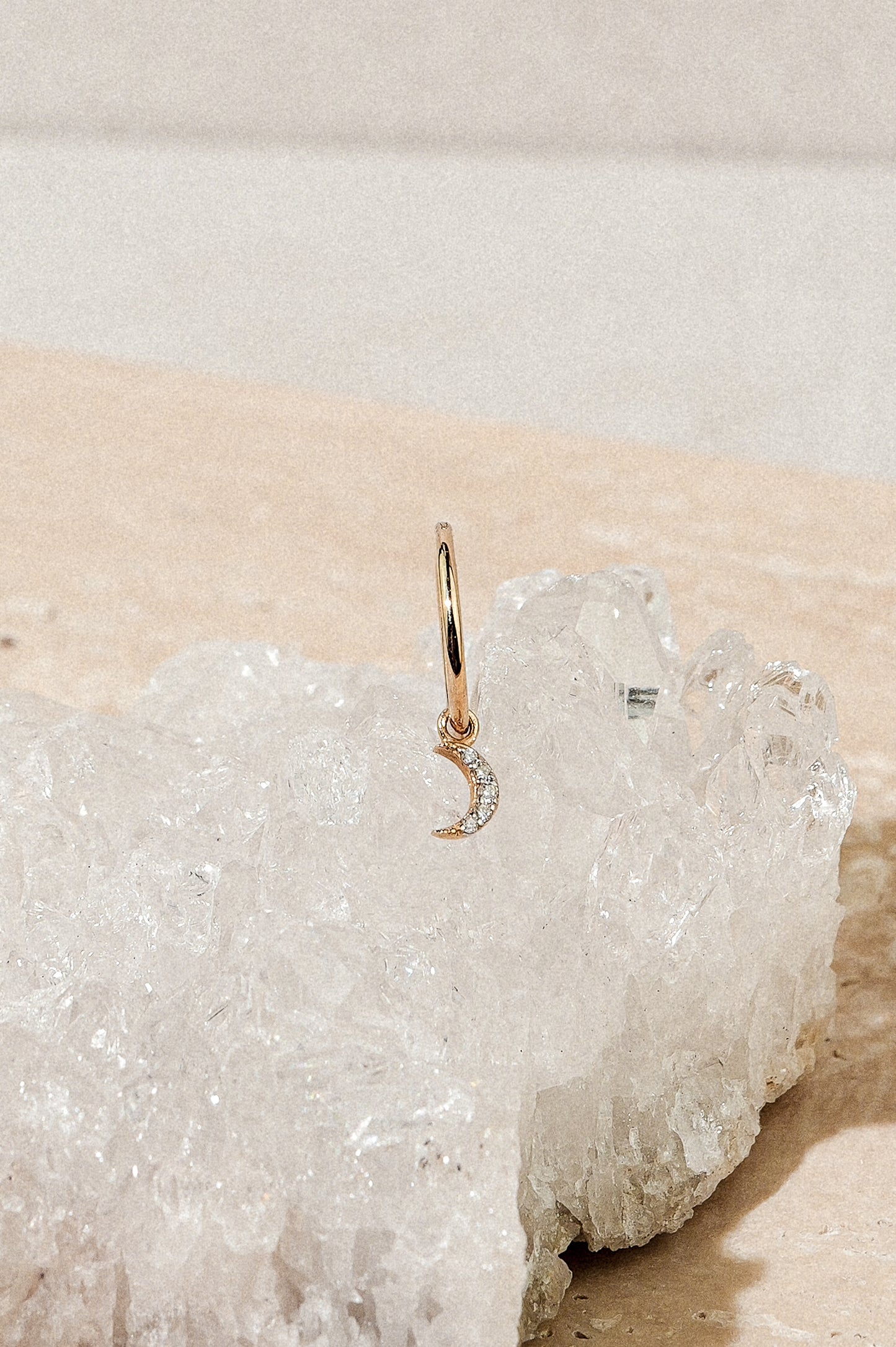 Moon Huggie Drop Hoop Earring - 14K Gold