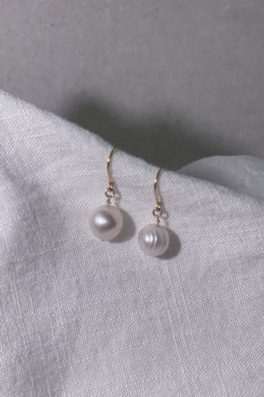 Single Pearl Drop Solitaire Hook Earrings