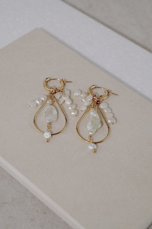 Baby Hoop Earrings with Teardrop Cluster Drops