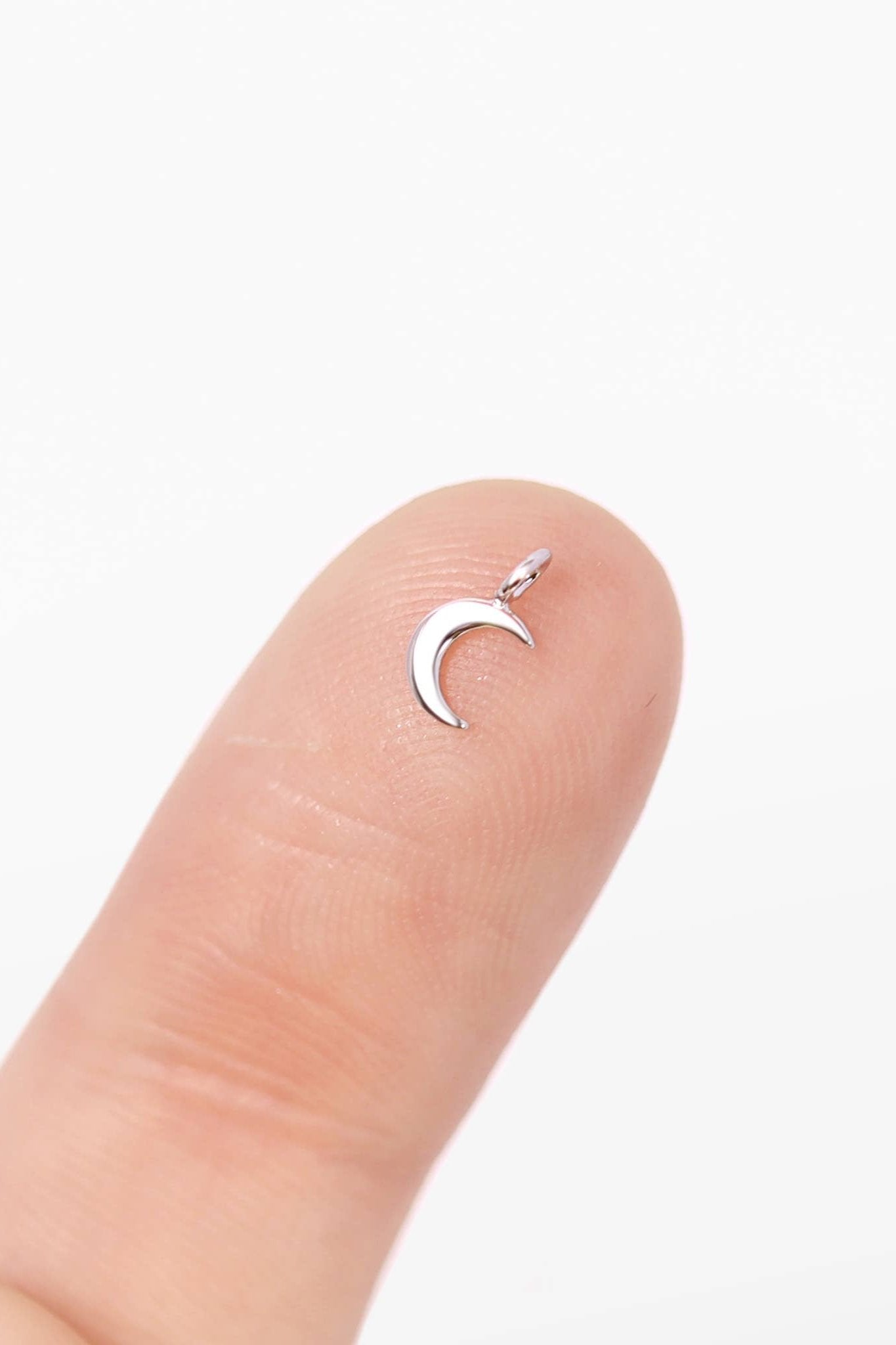 14K Solid Gold Half Moon Charm for Permanent Jewelry